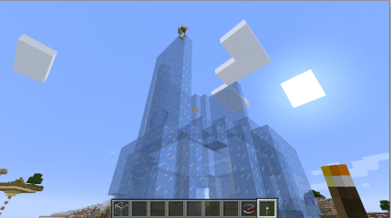 Working on the ice tower's upper walls