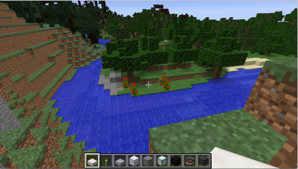 A nice wood / river between them, you can barely see the roofs of the village