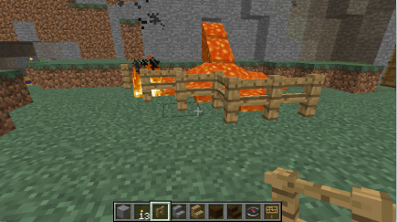 The first attempt at a fence around the lava didn't work so well